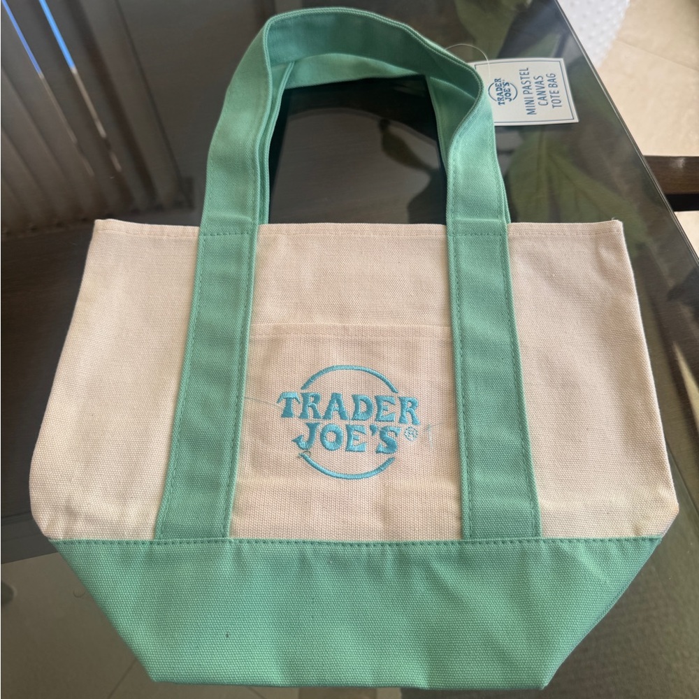 Trader Joe's Pastel  Green Mini Tote Bag, NWT